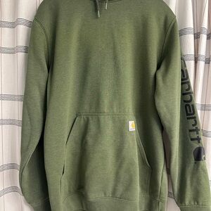 Carhartt Loose Fit Midweight Logo Sleeve Hoodie - Olive Green, Medium
